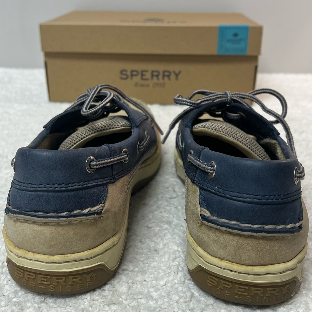 🎉 HP Sperry Top-Sider Tarpon 2 Eye Tan/Beige/Navy Shoes Men's Size 10M - Picture 9 of 10